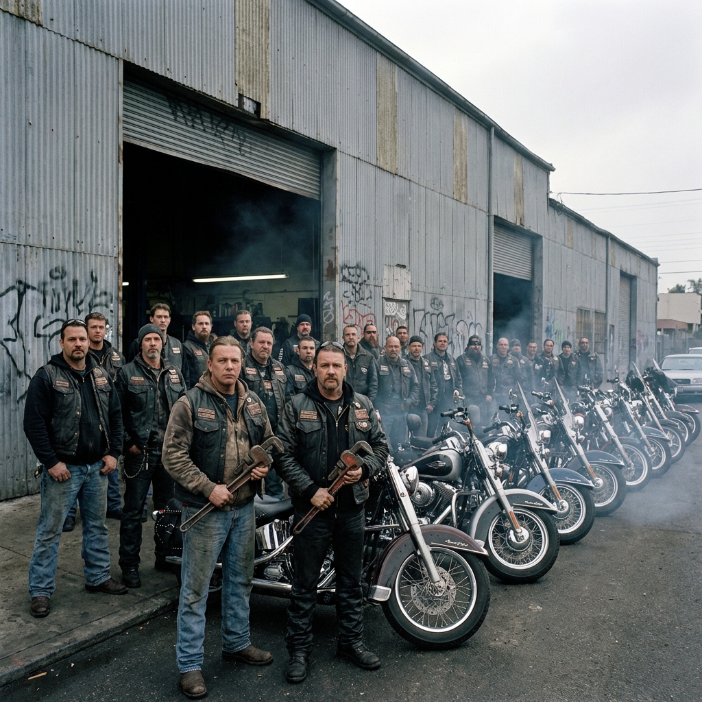 The British Steele Gang in formation outside their Atlanta HQ