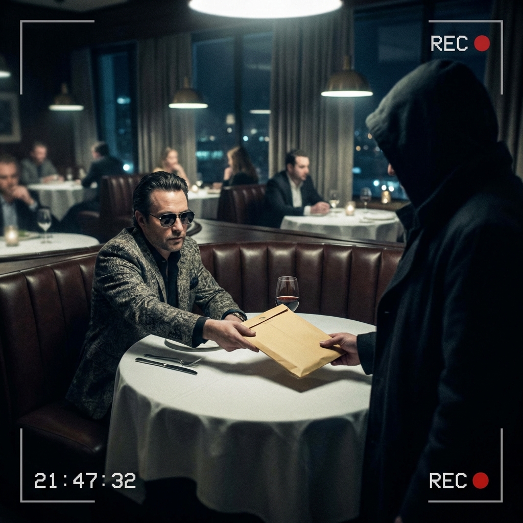 Surveillance footage shows Vernillie passing an envelope to unknown contact