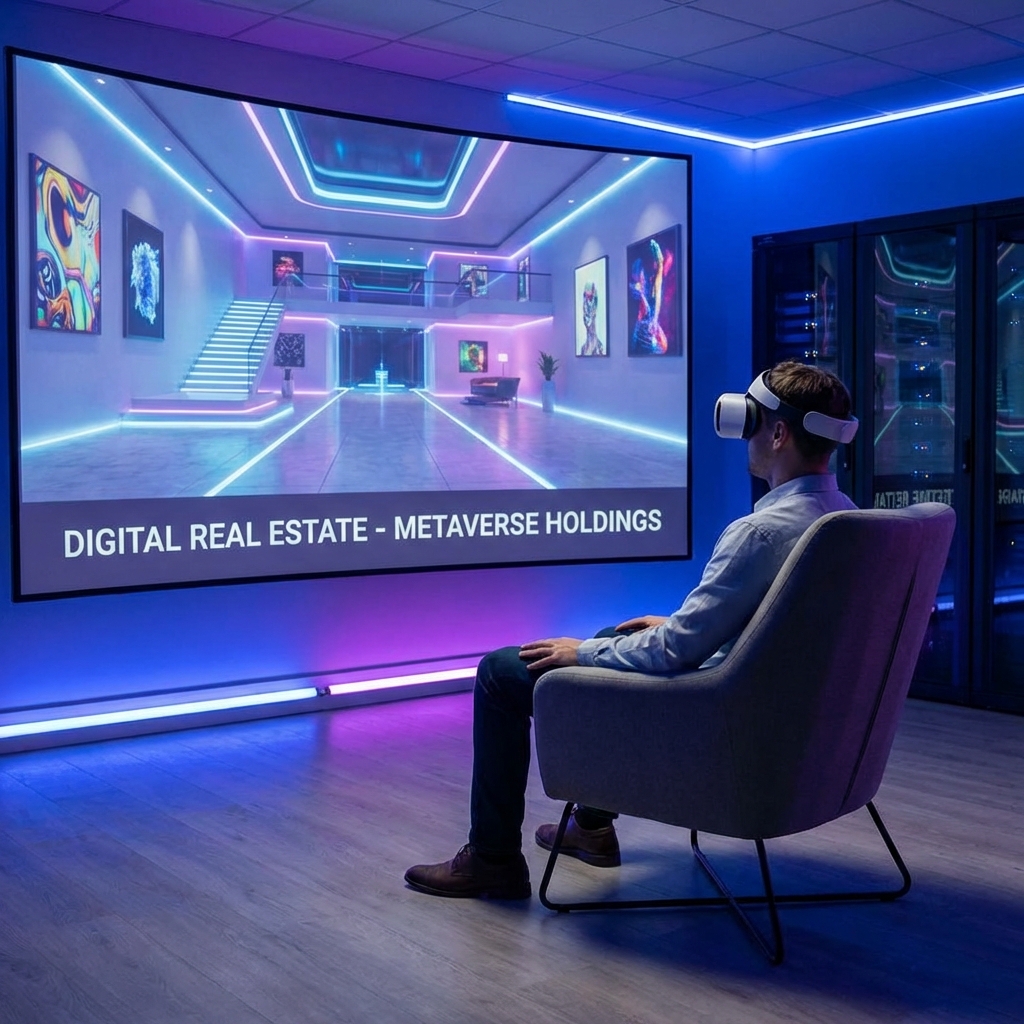 Touring one of his three 'digital mansions' in the metaverse