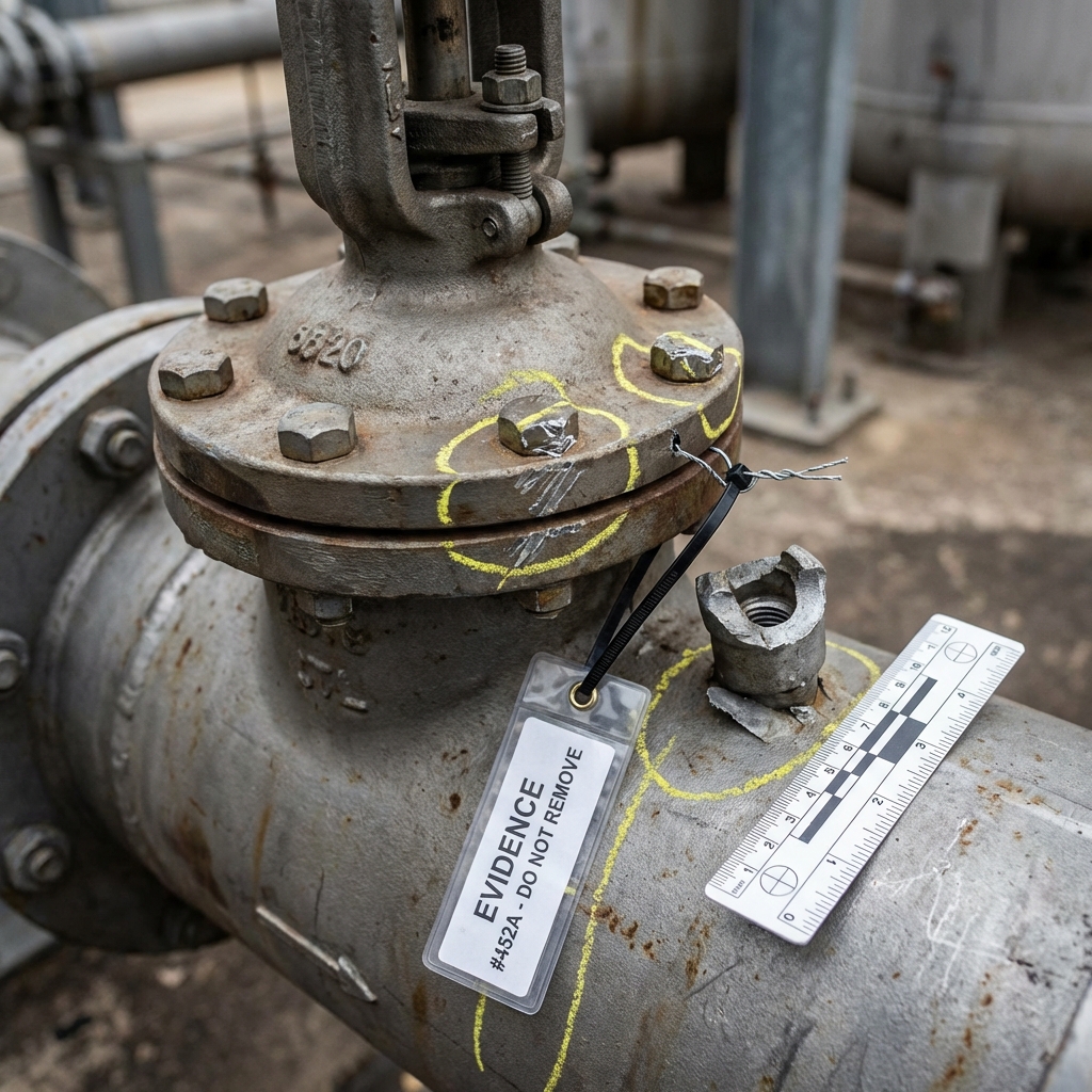 Evidence photo of the allegedly tampered valve