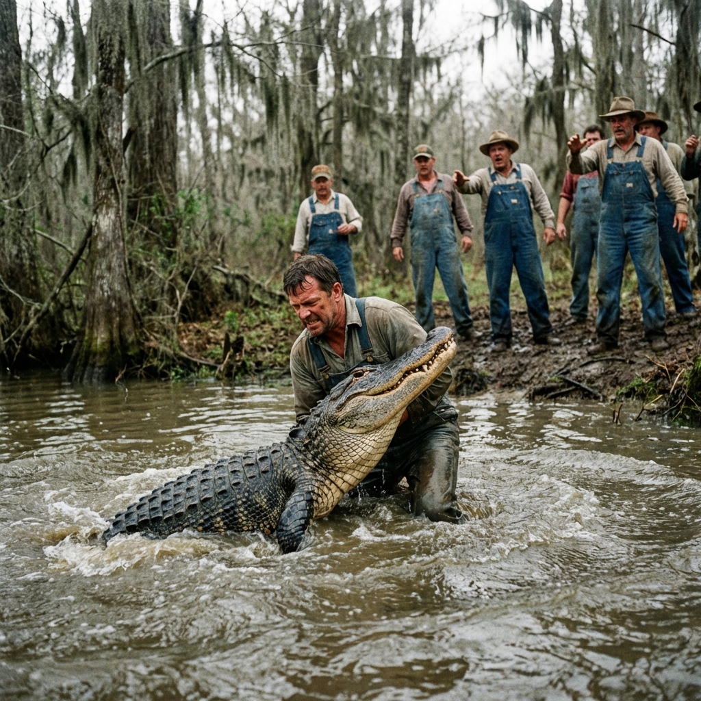Tucker's infamous gator wrestling session