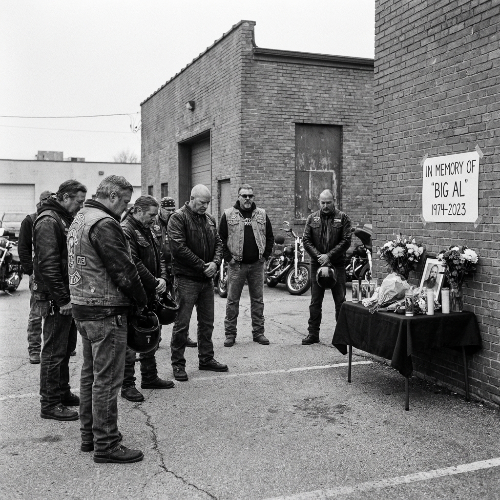 Members of the British Steele Gang gather to pay respects